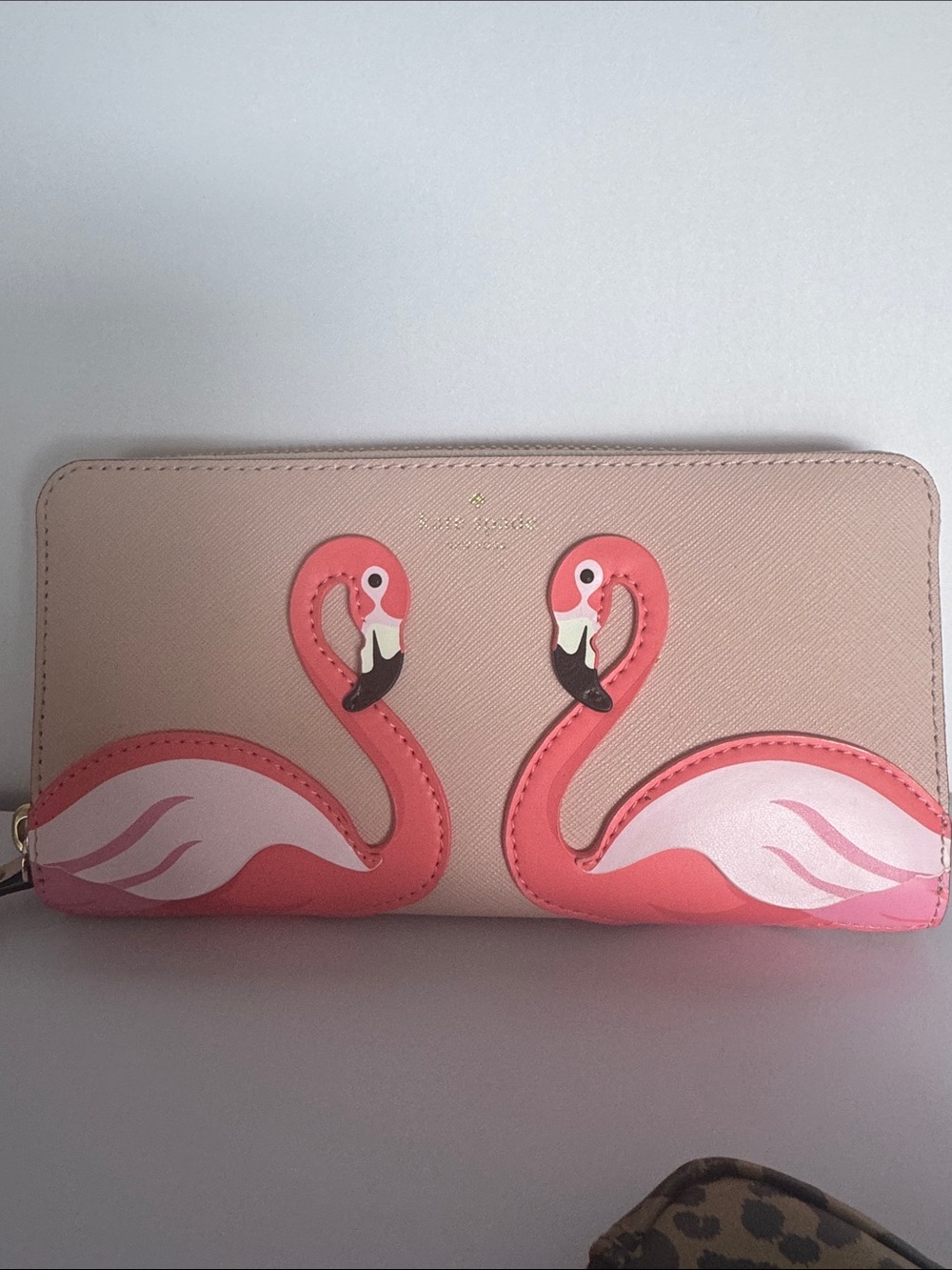 kate spade Blush Pink Flamingo Zip Wallet